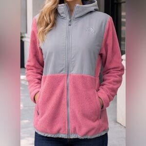 The North Face Glacier Pink & Gray Teen Girls Full Zip Fleece Jacket Size XL